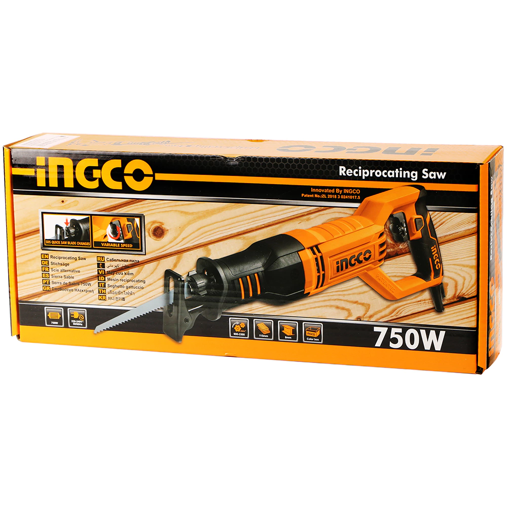 Сабельная пила INGCO RS8008, 750 Вт ход 25 мм