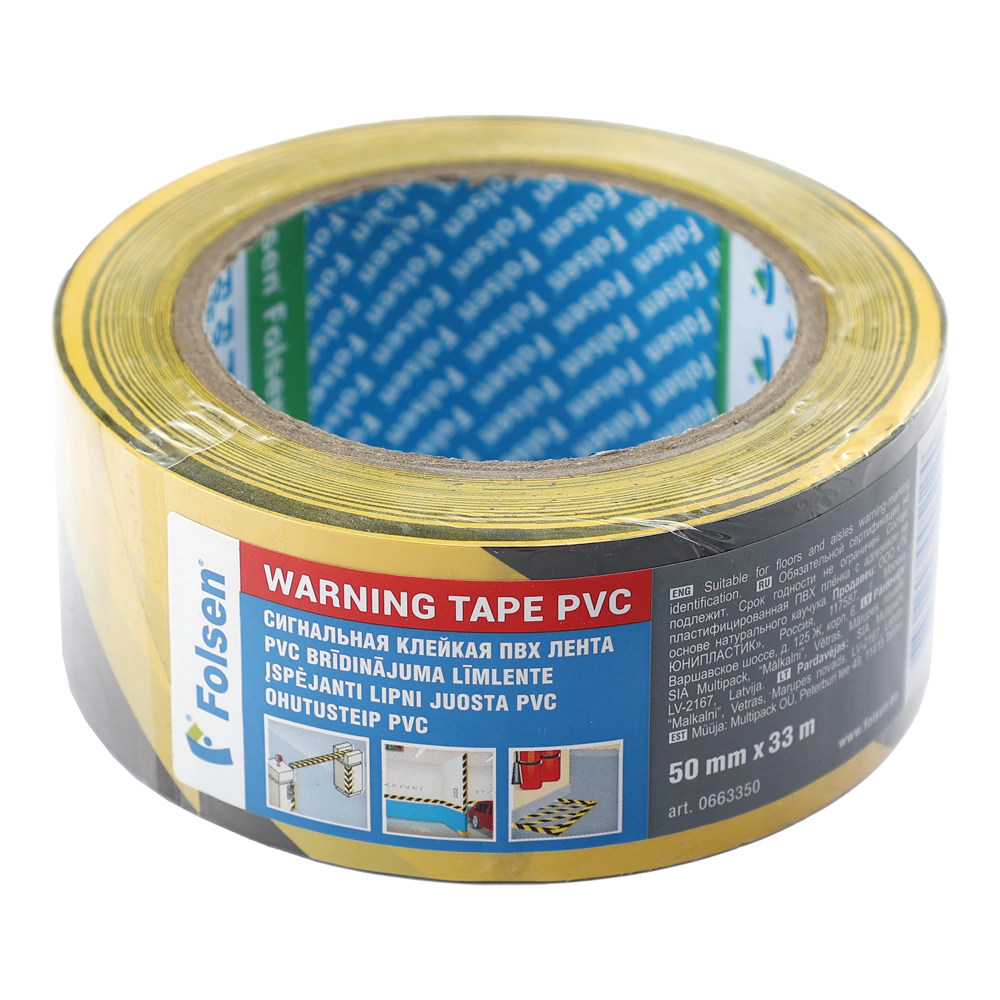 Сигнальная лента Folsen РVC 50 мм х 33 м черно-желтая