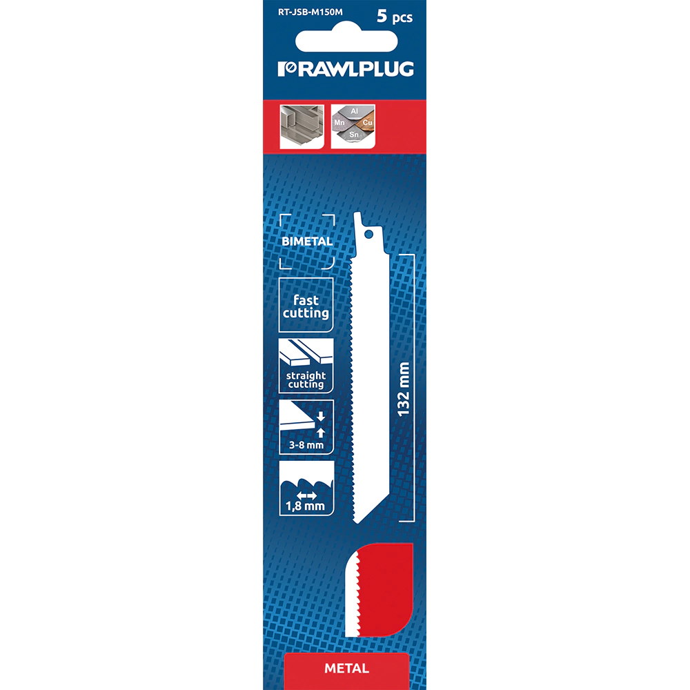 Полотна для сабельной пилы по металлу Rawlplug S922BF 150 мм 5 шт
