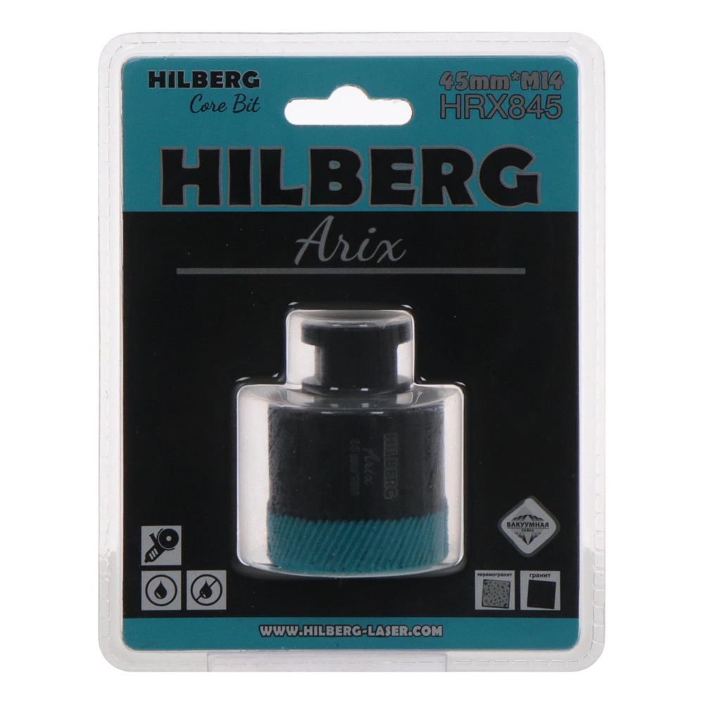 Коронка алмазная по керамограниту 45 мм M14 для УШМ Hilberg Arix