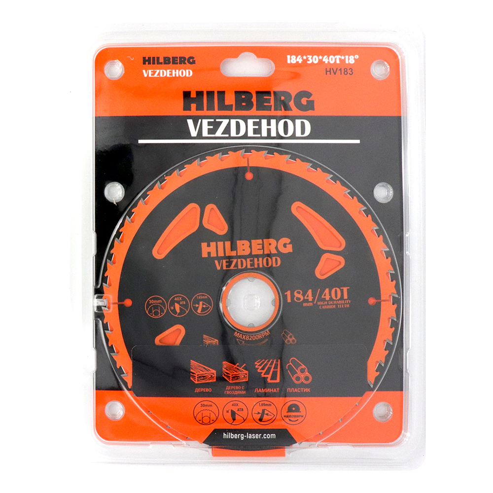 Пильный диск по дереву 184х30 мм 40 зубьев Hilberg Vezdehod