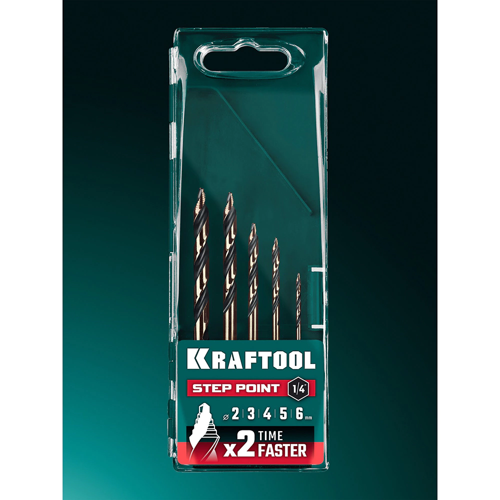 Набор сверл по металлу 2-6 мм 5 шт KRAFTOOL STEP POINT