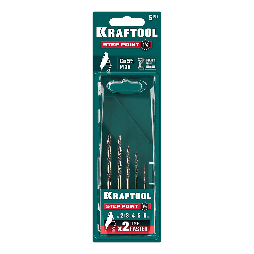 Набор сверл по металлу 2-6 мм 5 шт KRAFTOOL STEP POINT