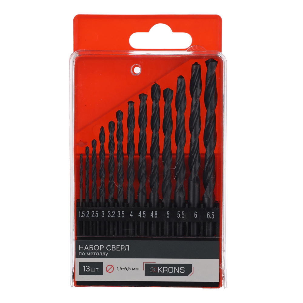 Набор сверл по металлу KRONS HSS 1,5-6,5 мм 13 шт