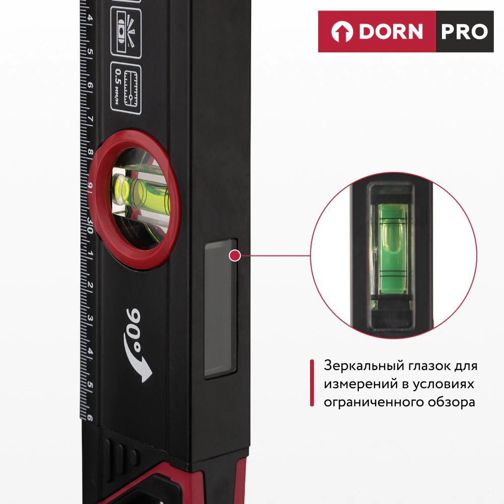 Уровень магнитный с зеркалом 60 см 3 глазка DORN PRO