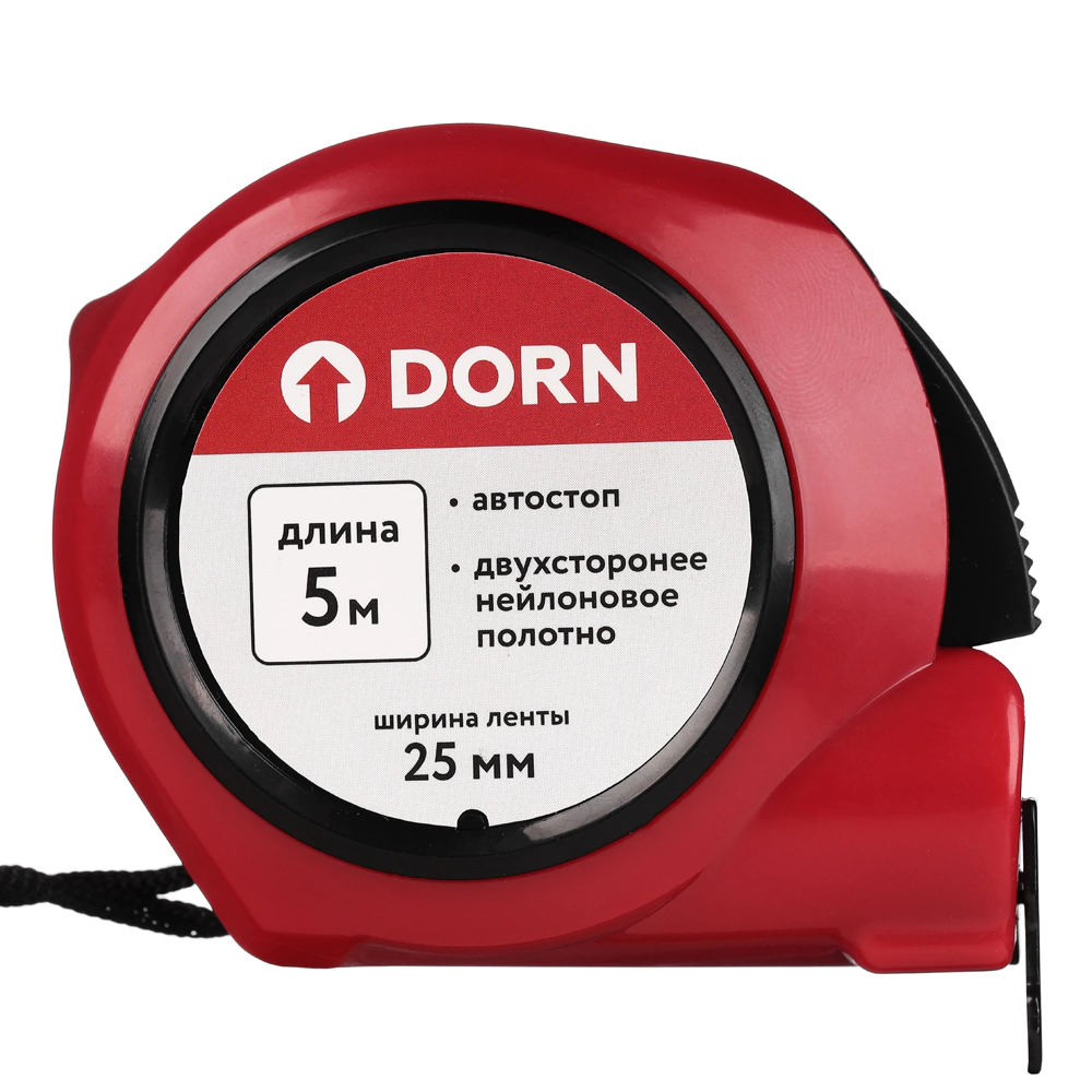 Рулетка с автостопом 5 м х 25 мм нейлоновое покрытие DORN