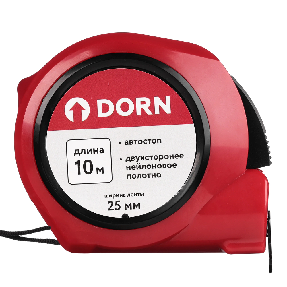 Рулетка с автостопом 10 м х 25 мм нейлоновое покрытие DORN