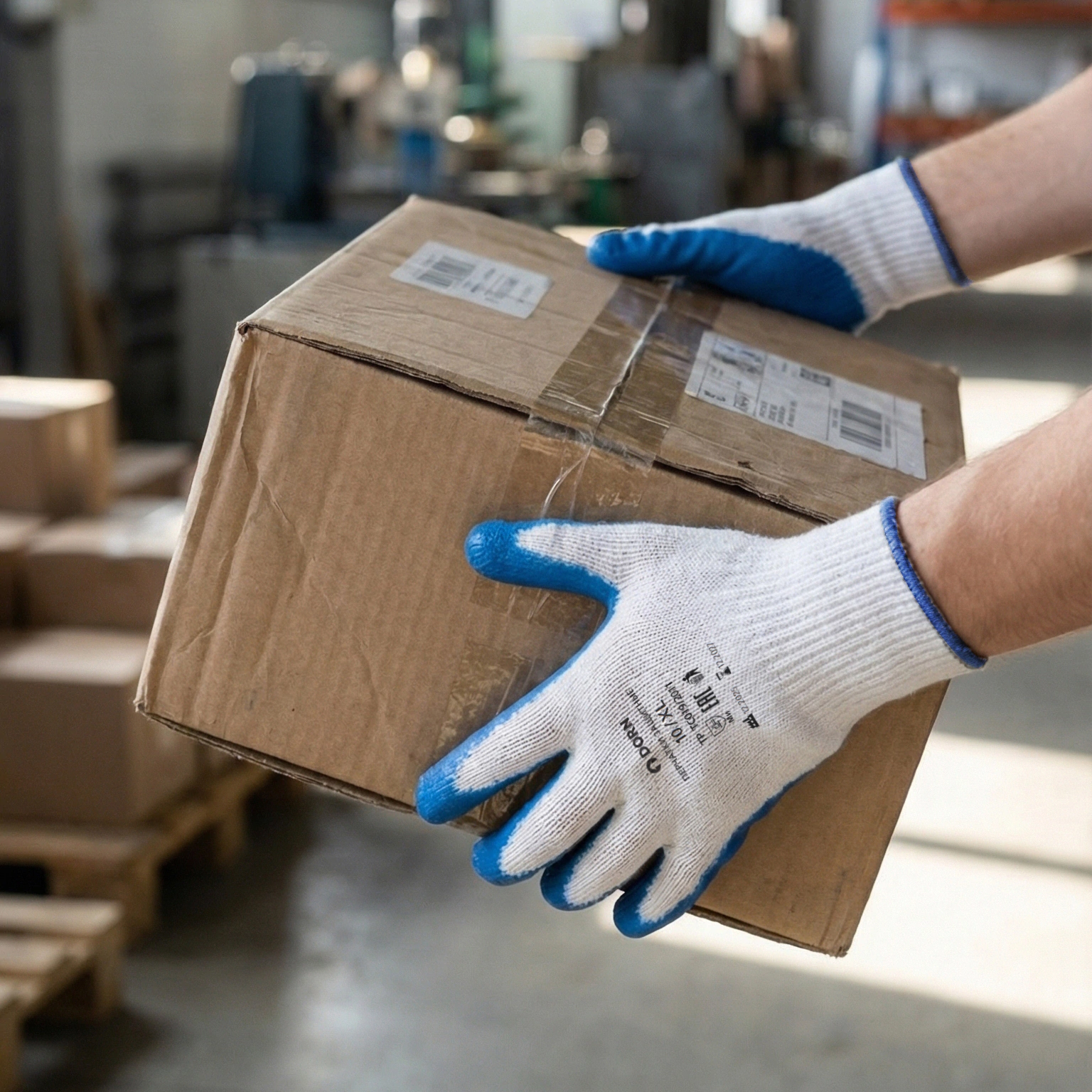 Перчатки хлопчатобумажные 10 (XL) с латексным обливом 6 пар DORN