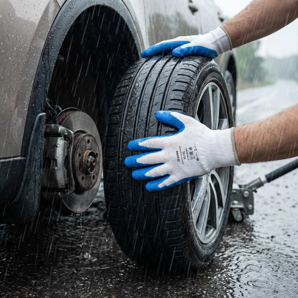 Перчатки из полиэстера 10 (XL) с латексным обливом DORN