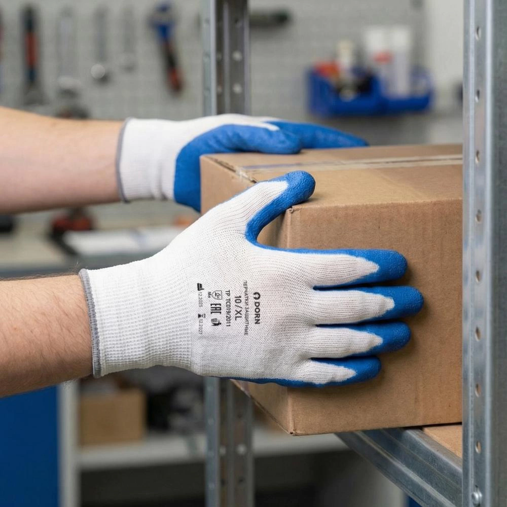 Перчатки из полиэстера 10 (XL) с латексным обливом DORN