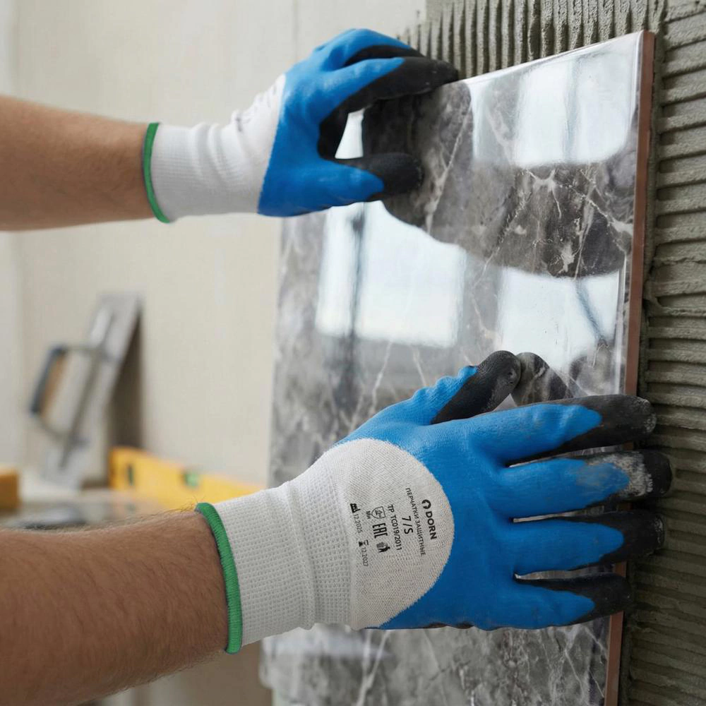 Перчатки из полиэстера 7 (S) с латексным обливом 3/4 DORN