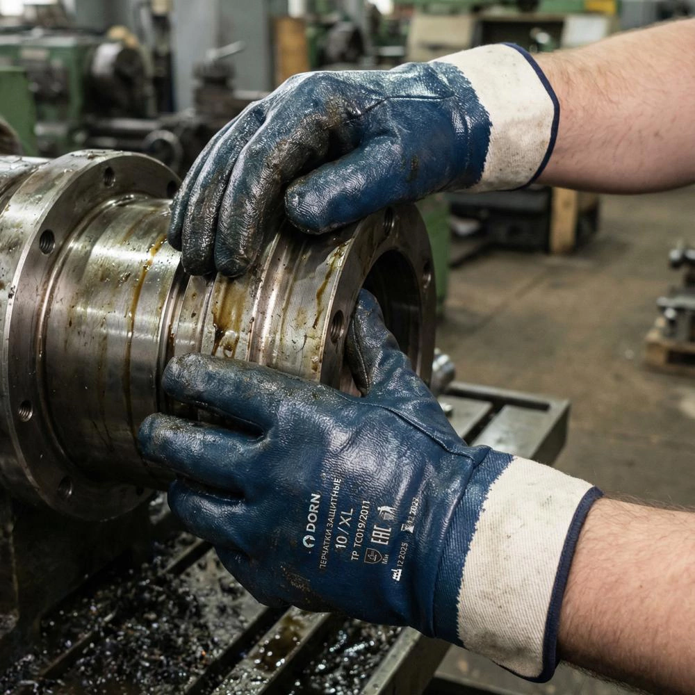 Перчатки хлопчатобумажные 10 (XL) с нитриловым обливом манжета крага МБС DORN