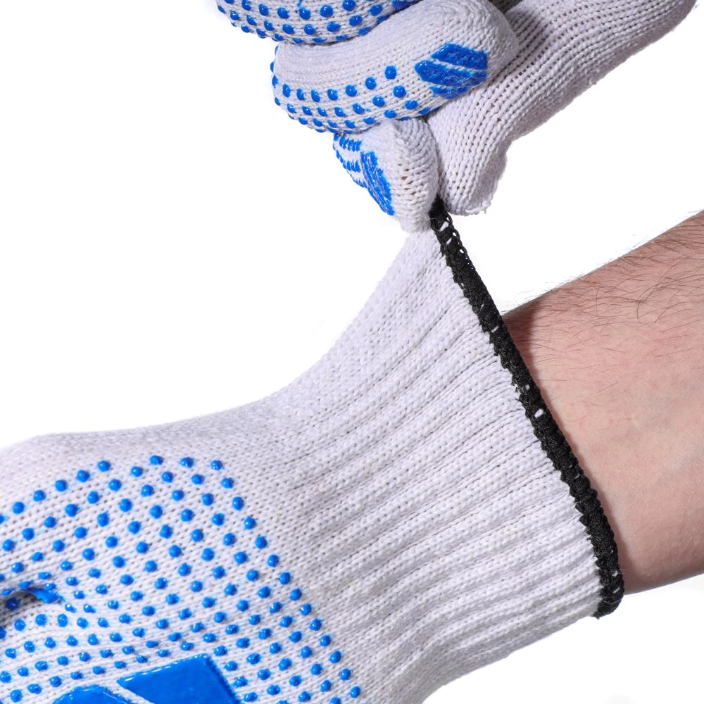 Перчатки хлопчатобумажные 10 (XL) с ПВХ точкой плотные Бауцентр