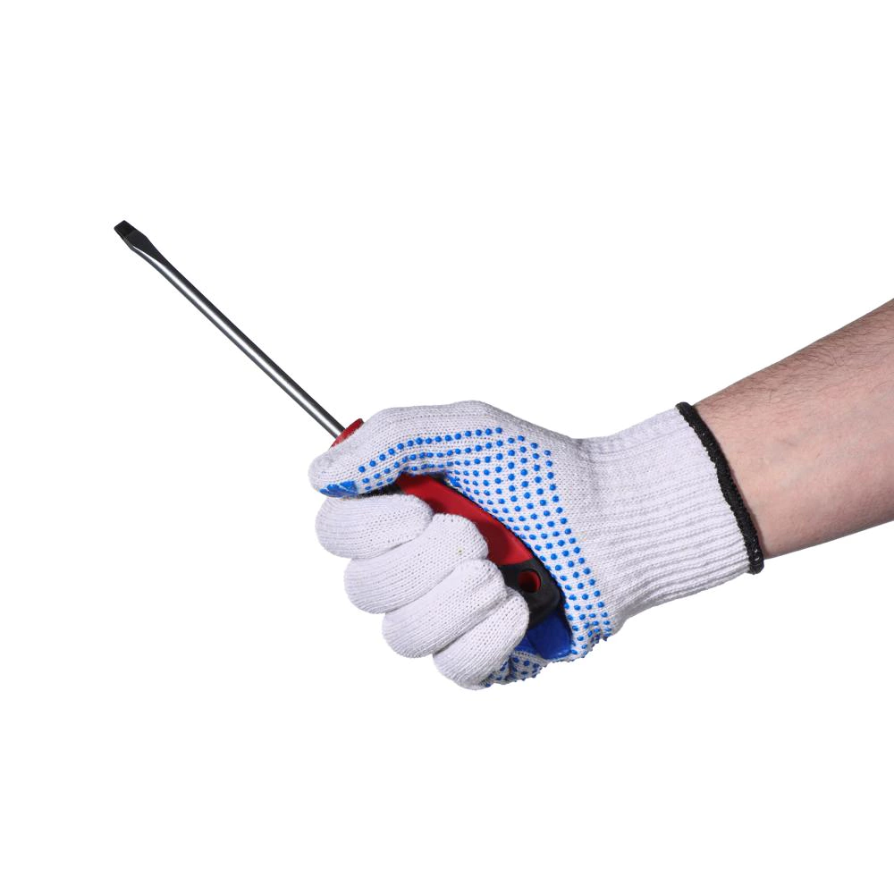 Перчатки хлопчатобумажные 10 (XL) с ПВХ точкой плотные Бауцентр