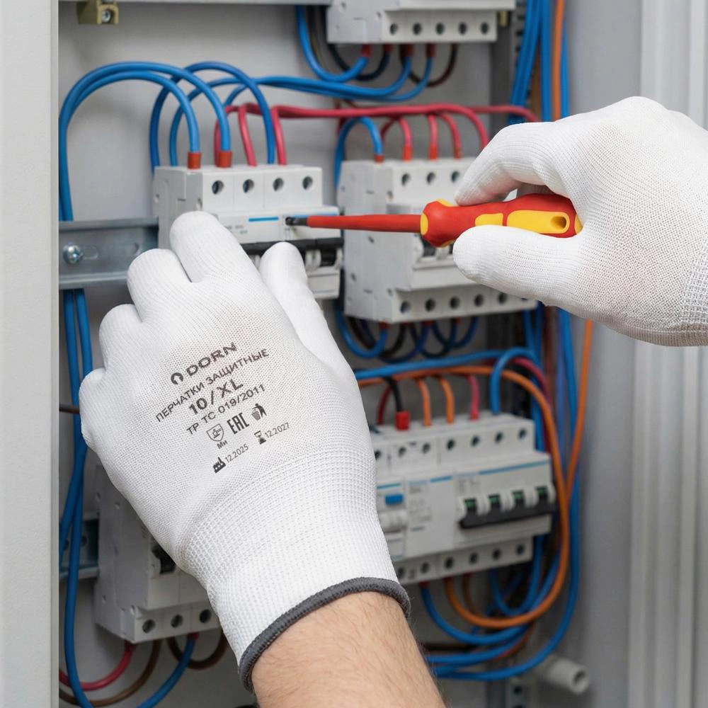 Перчатки из полиэстера 10 (XL) с полиуретановым обливом DORN