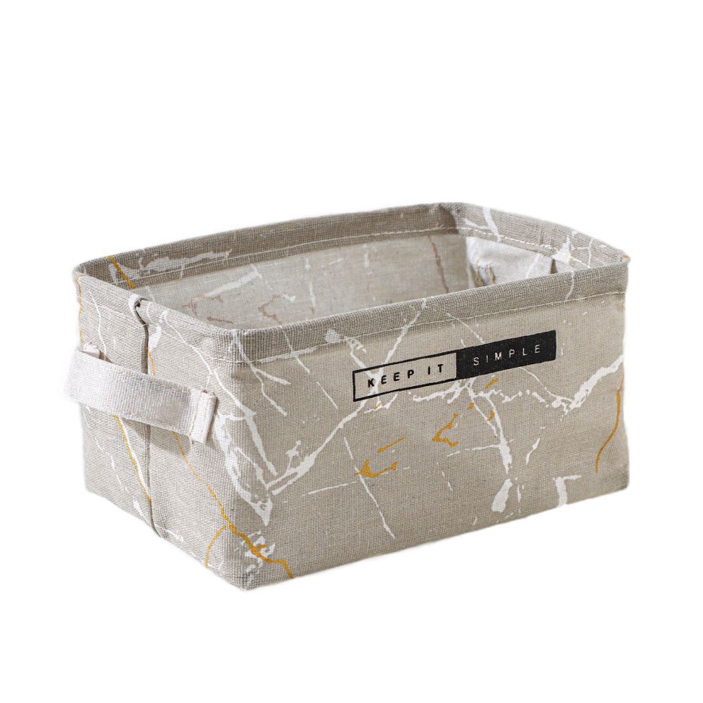 ДОЛЯНА Корзина для хранения с ручками Мрамор 12x16x23 см 4,4 л серая