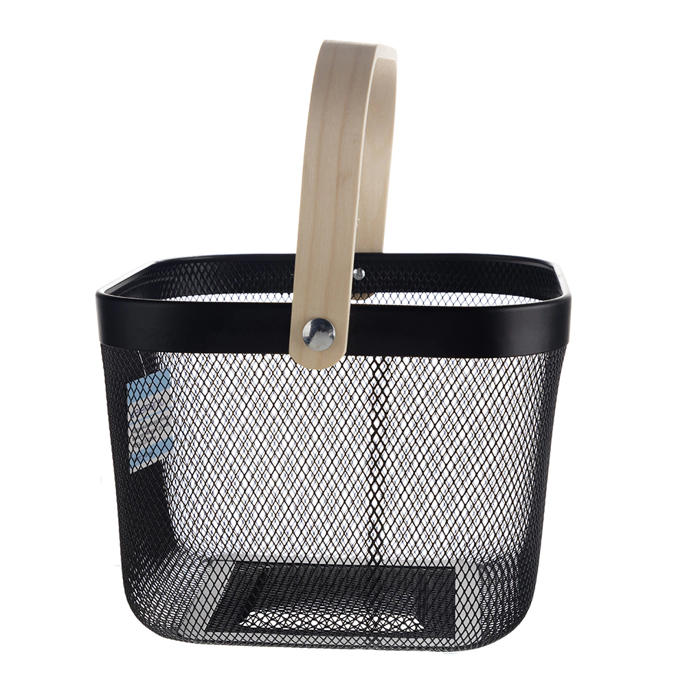 Корзинка для хранения металлическая с ручкой elemento 24,5х24,5х18 см 10 л черная