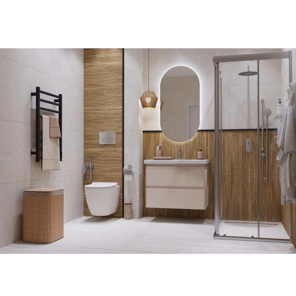 Корзина для белья Бамбук 50x35x35 см 61 л бежевая