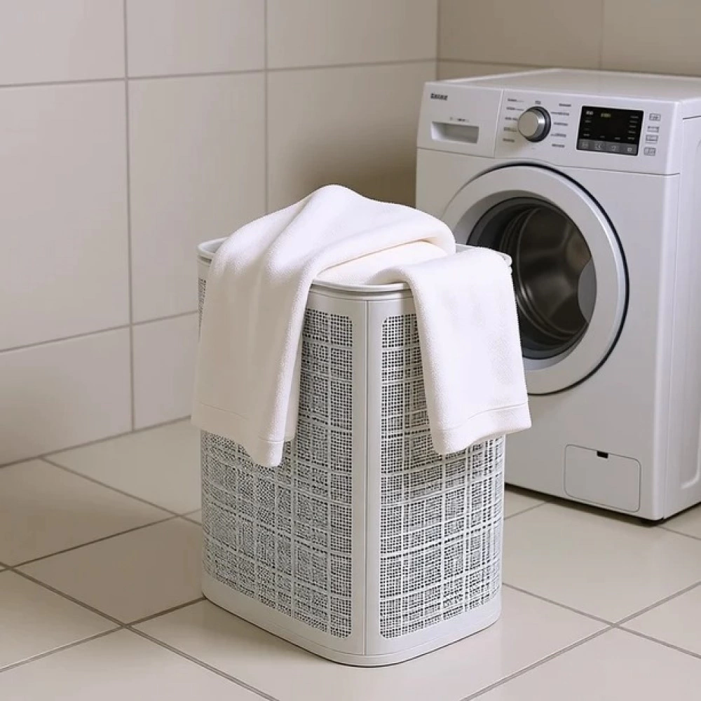 Корзина для белья Лён 43х32,1х60 см 75 л серая
