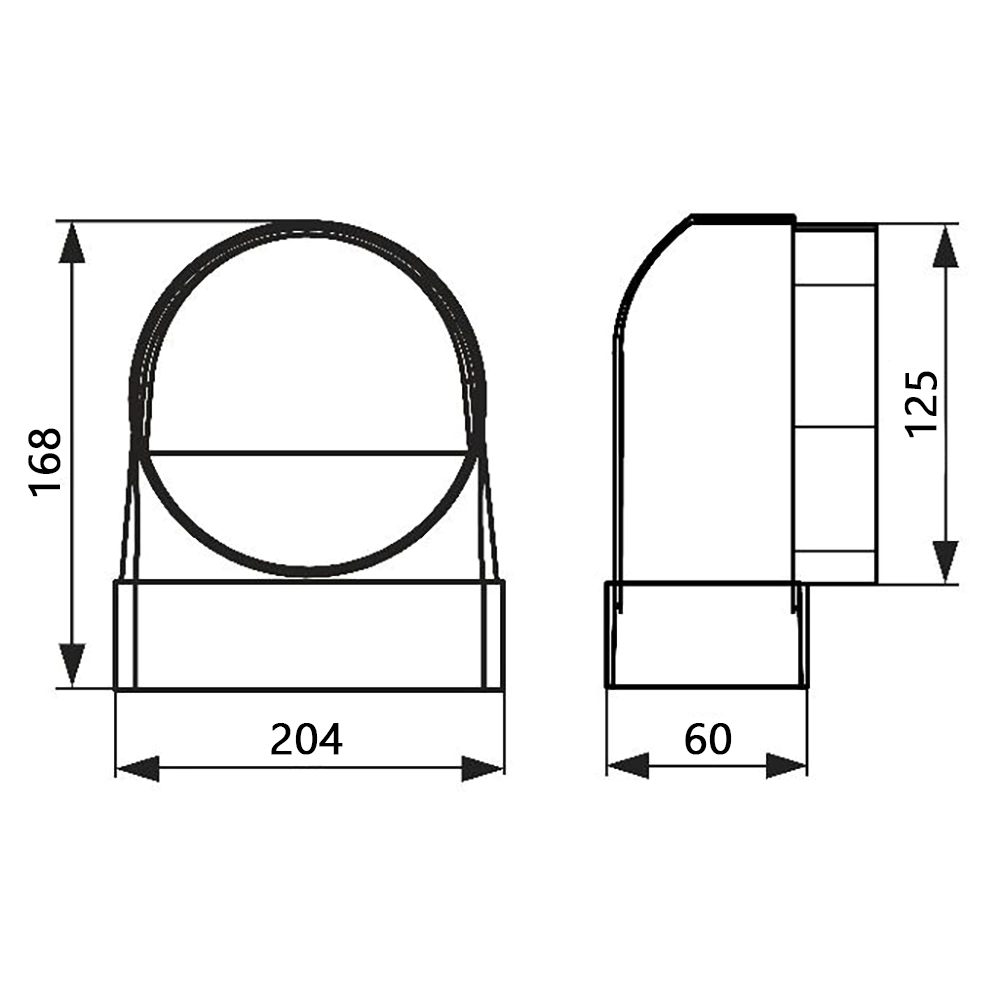 Переходник на вентилятор ERA 204х60/125 мм