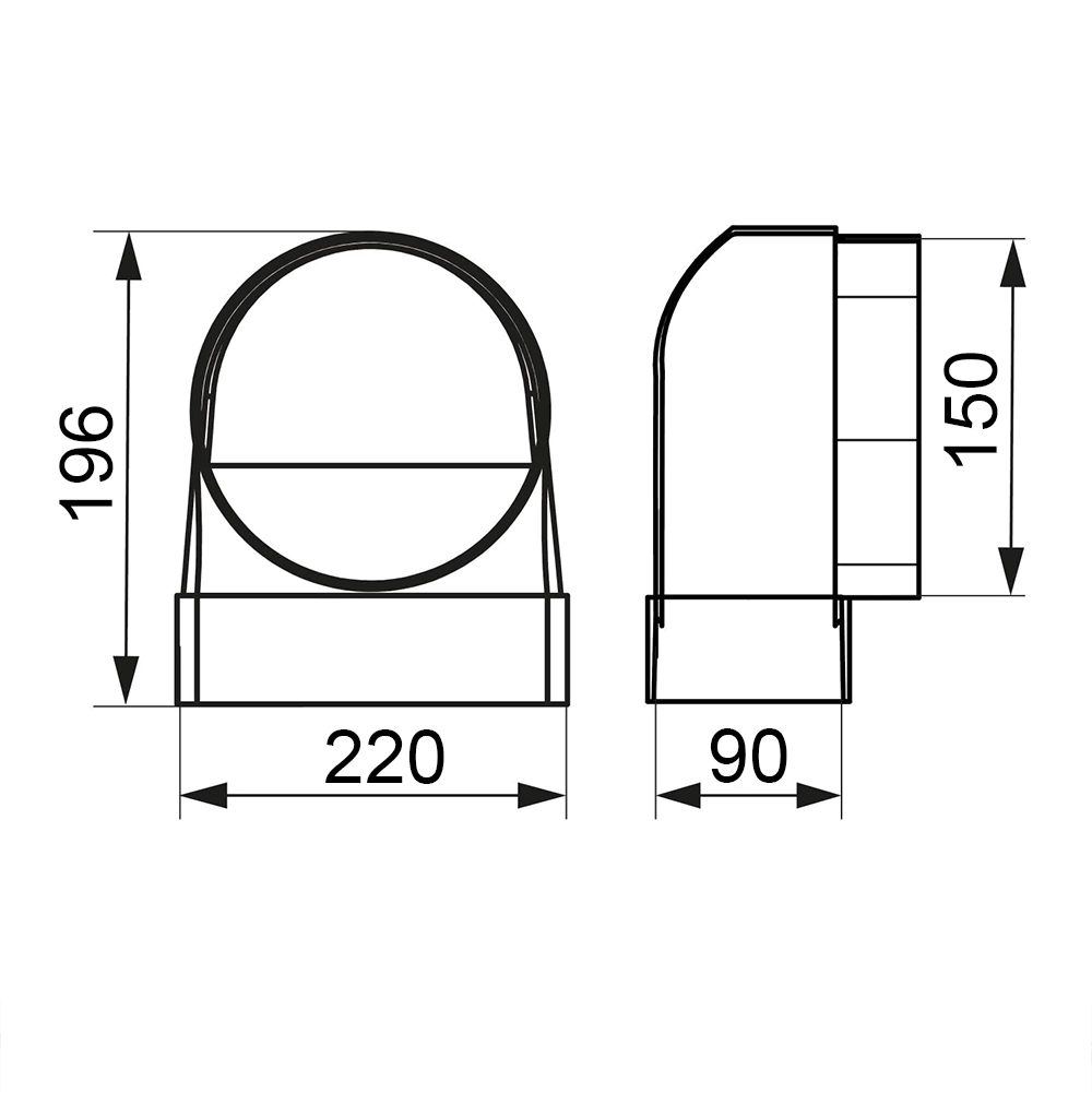 Переходник на вентилятор ERA 220х90мм/D150 мм СКФП
