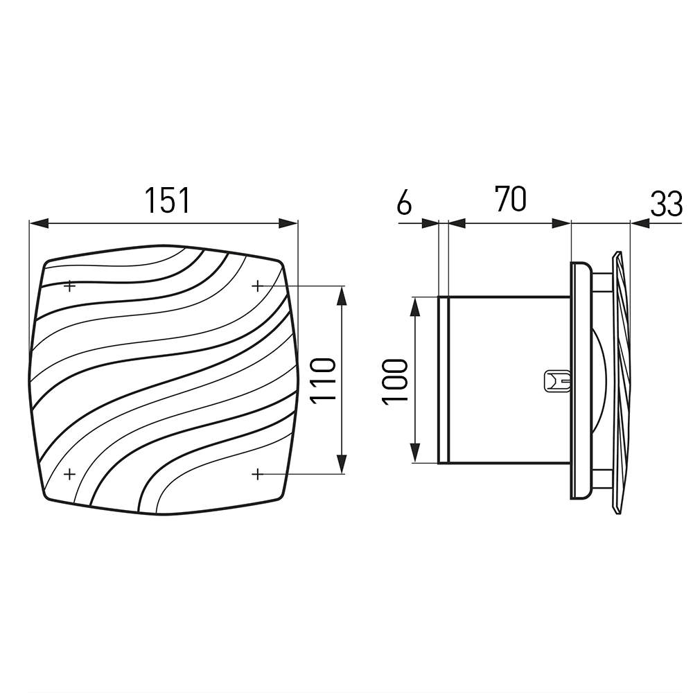 Вентилятор с обратным клапаном серый ERA WAVE D100