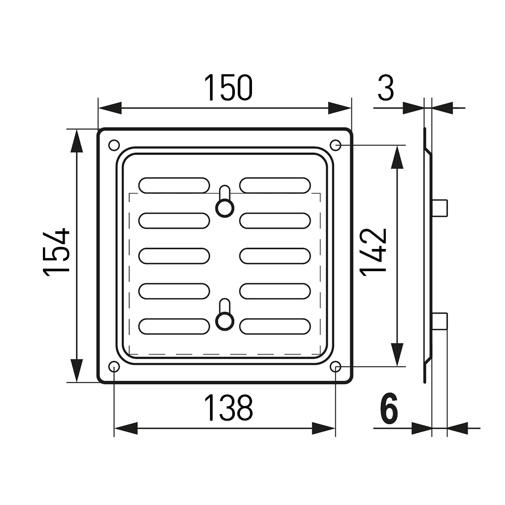 Вентиляционная решетка регулируемая металлическая белая 150х154 мм ERA MER