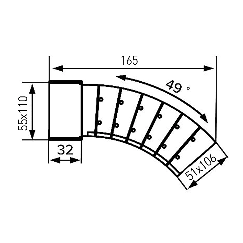 Колено разноугловое для плоских каналов KRPV 55х110 мм ERA