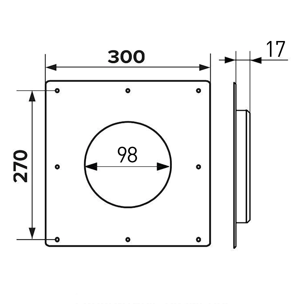 Площадка торцевая фланец D100 мм 300х300 мм сталь ERA