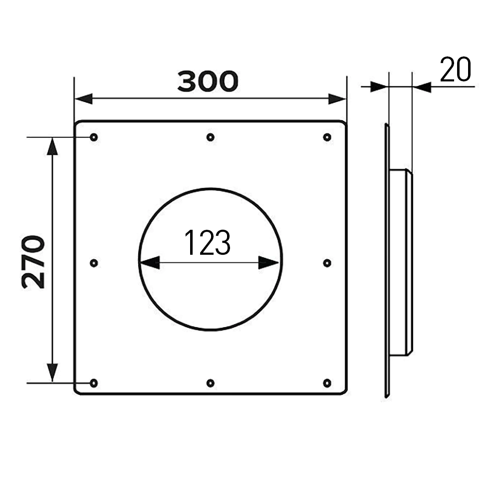 Площадка торцевая фланец D120 мм 300х300 мм сталь ERA