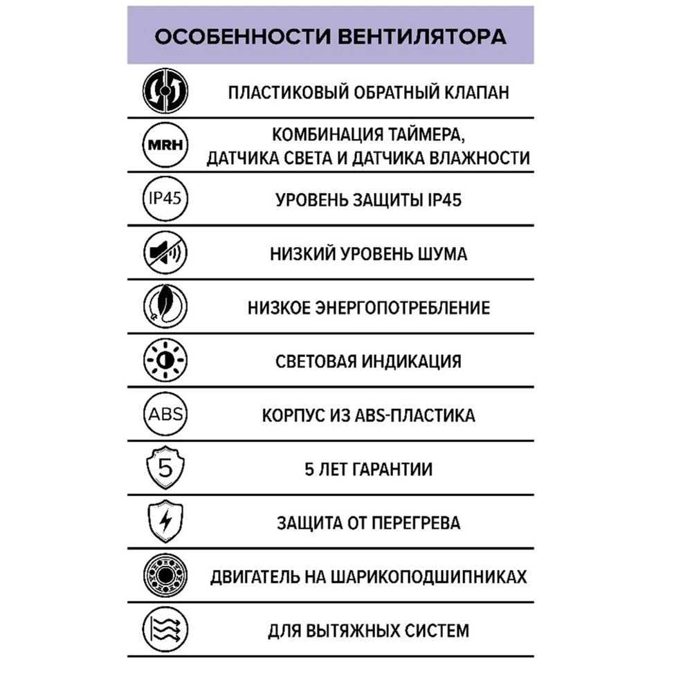Вентилятор с обратным клапаном белый DICITI AEON 5C MRH D125