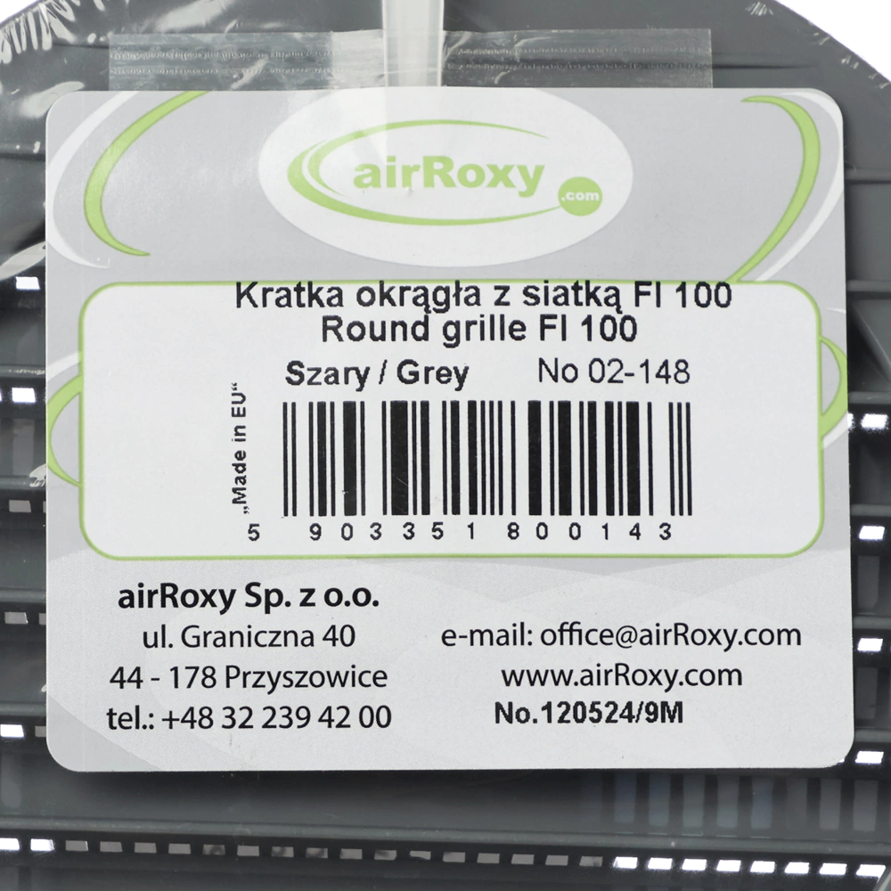 Вентиляционная решетка AirRoxy круглая 100 мм серая
