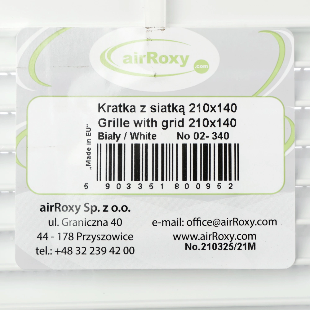 Вентиляционная решетка AirRoxy 140х210 мм белая