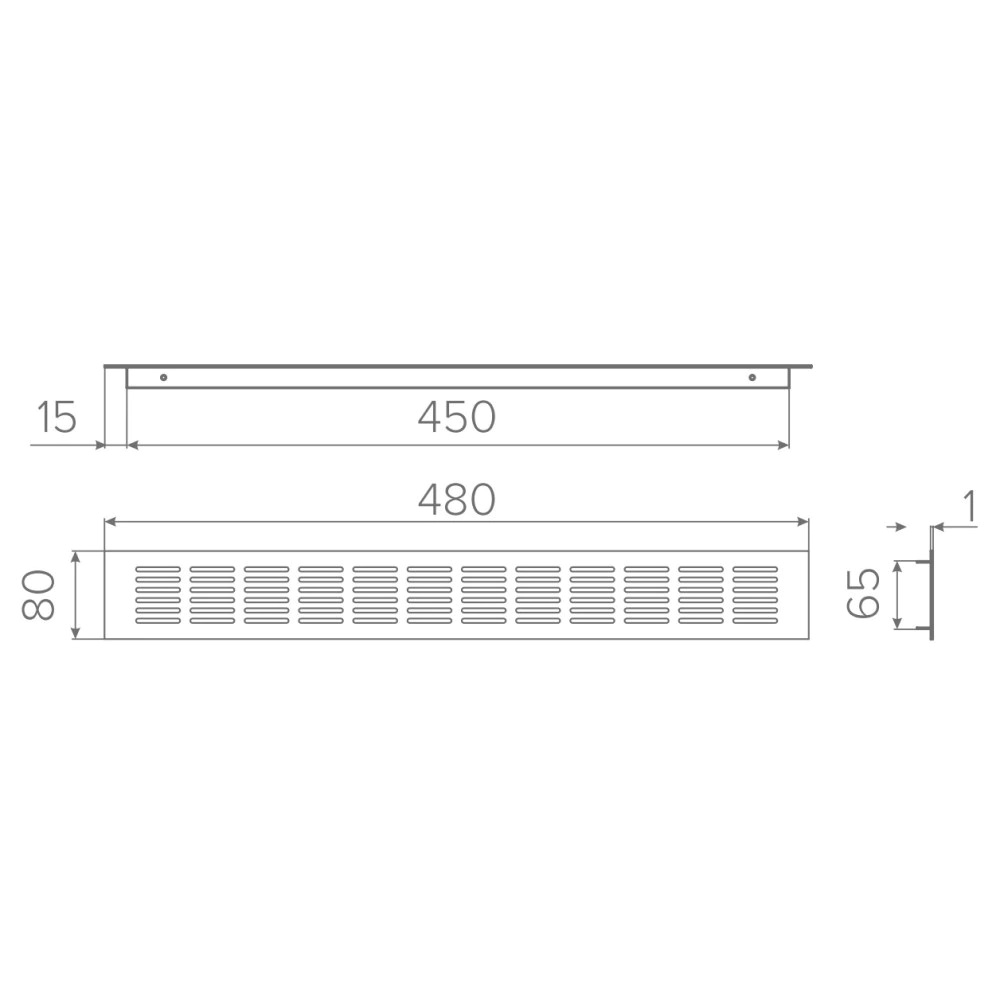 Вентиляционная решетка 480x80 мм алюминиевая серебряная AQ VENTA