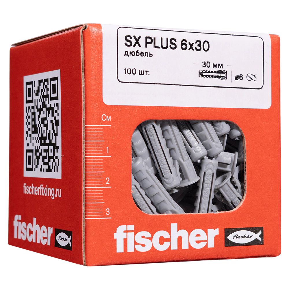 Дюбель распорный 6х30 мм 100 шт для полнотелых материалов Fischer SX Plus