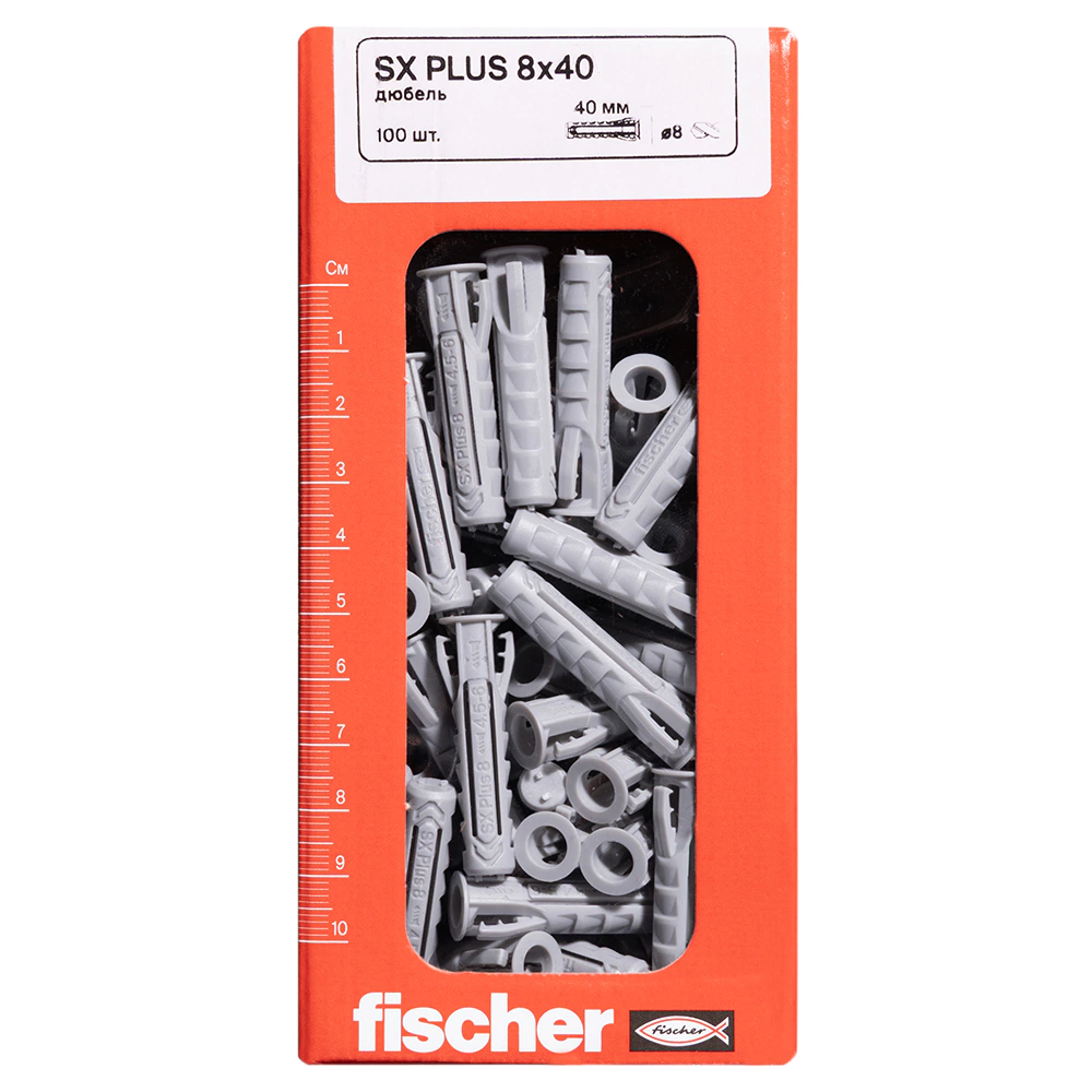 Дюбель распорный 8х40 мм 100 шт для полнотелых материалов Fischer SX Plus