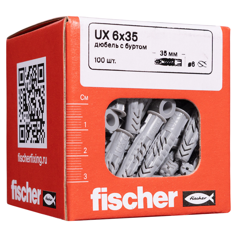 Дюбель универсальный 6x35 мм 100 шт с буртом Fischer UX