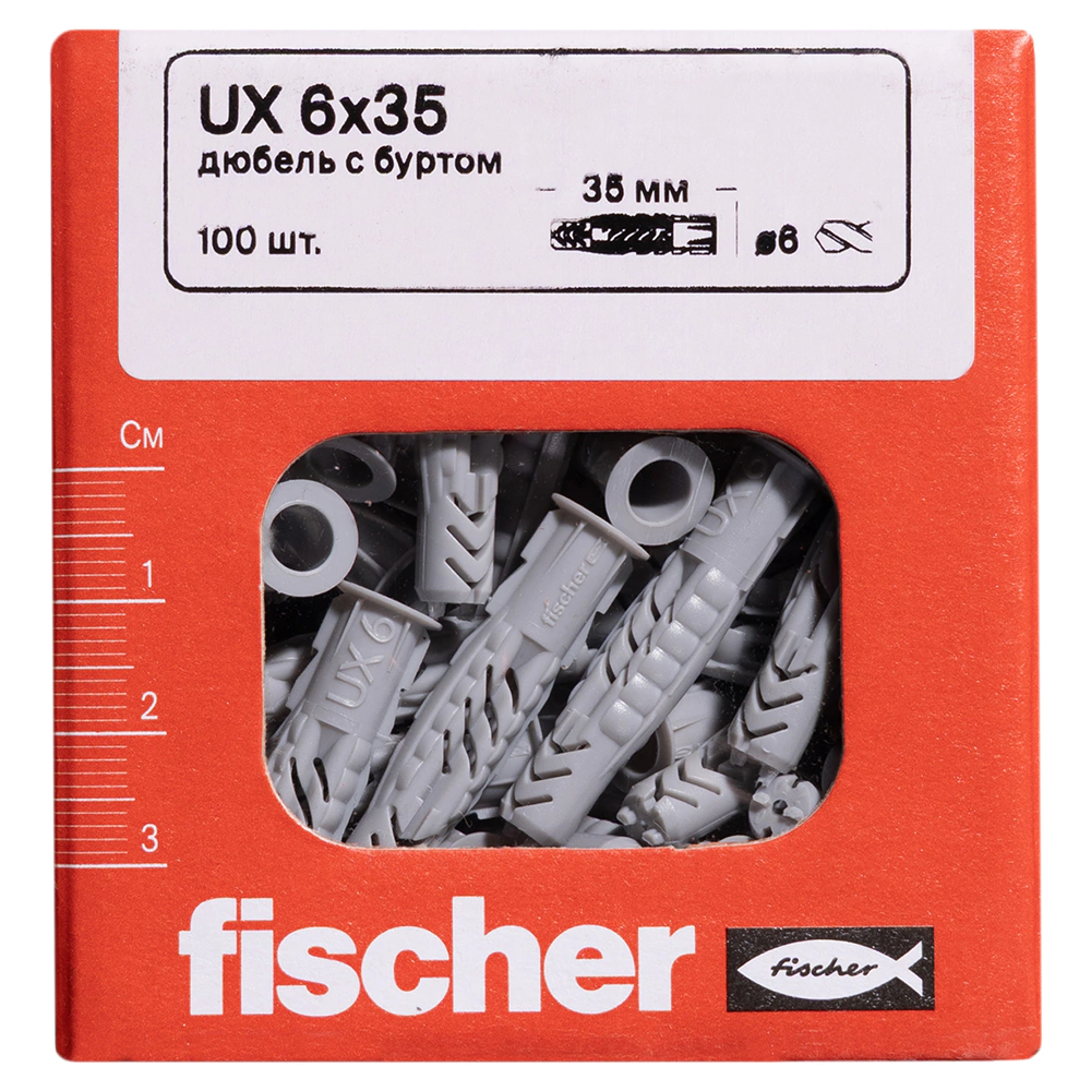 Дюбель универсальный 6x35 мм 100 шт с буртом Fischer UX