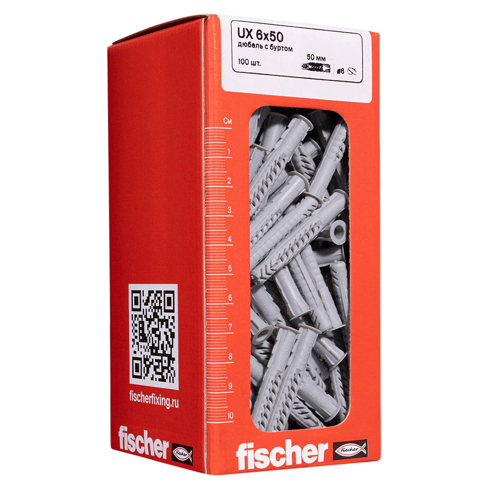 Дюбель универсальный 6x50 мм 100 шт с буртом Fischer UX