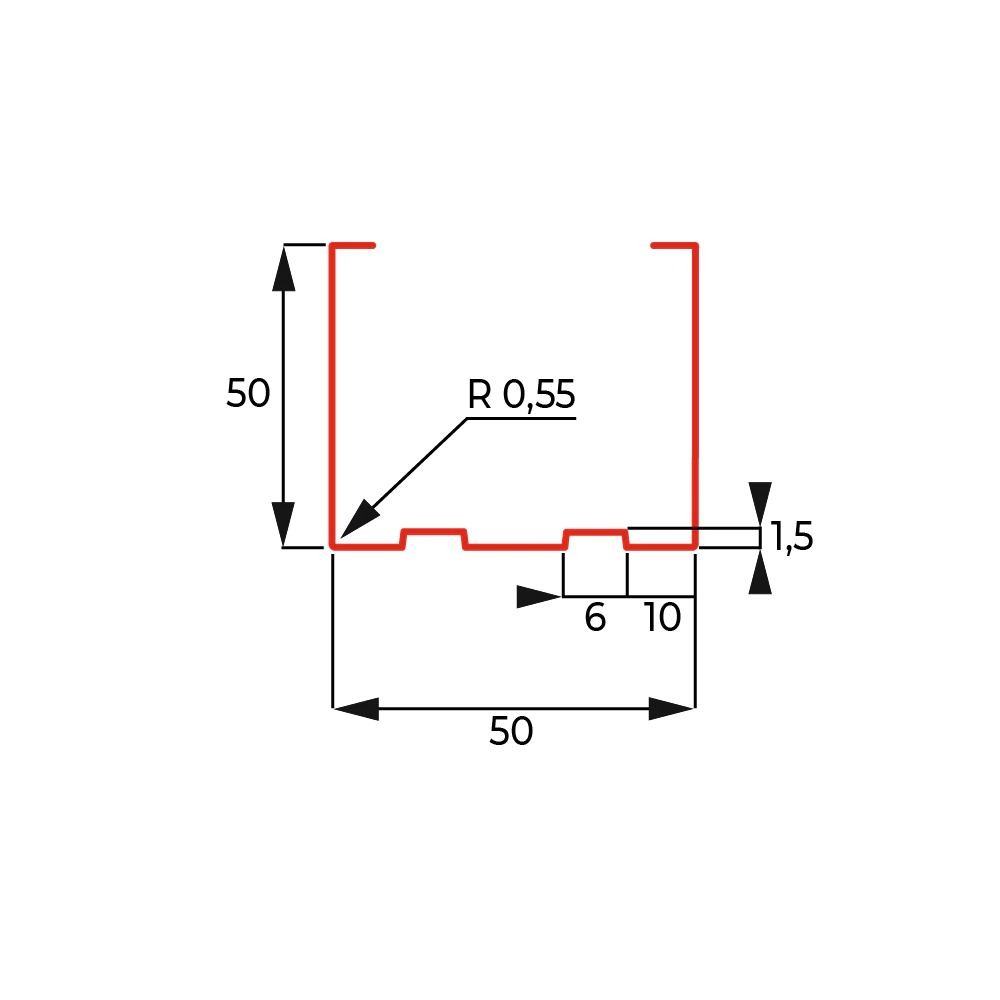 Профиль стоечный 50х50х3000 мм 0,4 мм