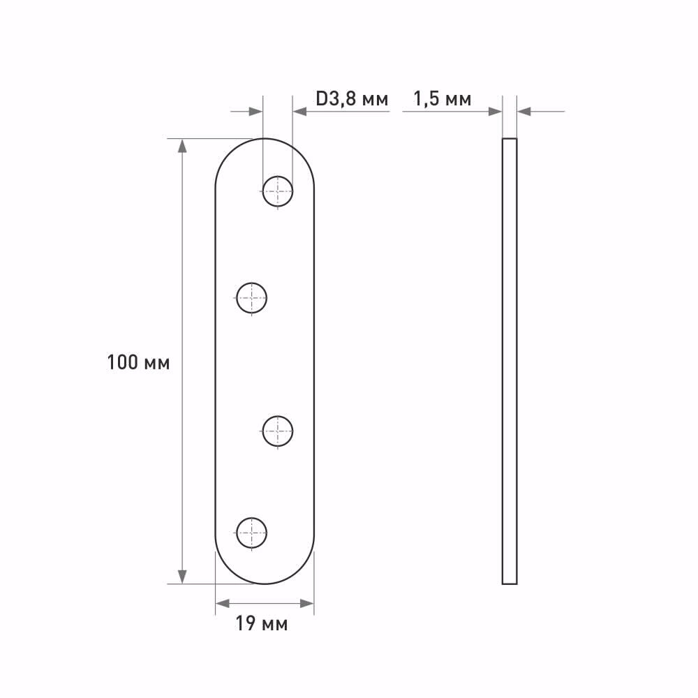 Планка мебельная 100х19 мм монтажная оцинкованная ZITAR
