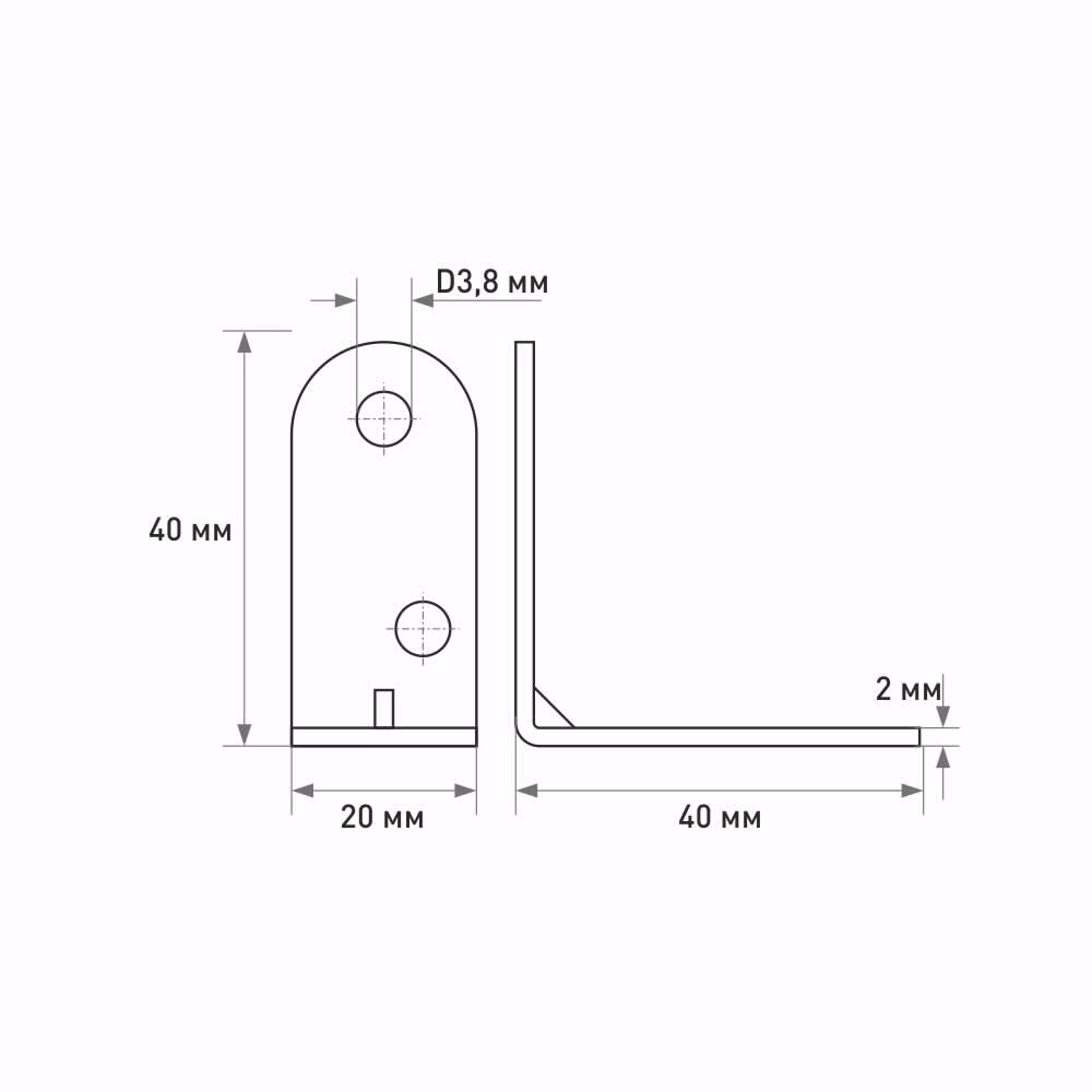 Уголок мебельный 40х40х20х2 мм коричневый ZITAR