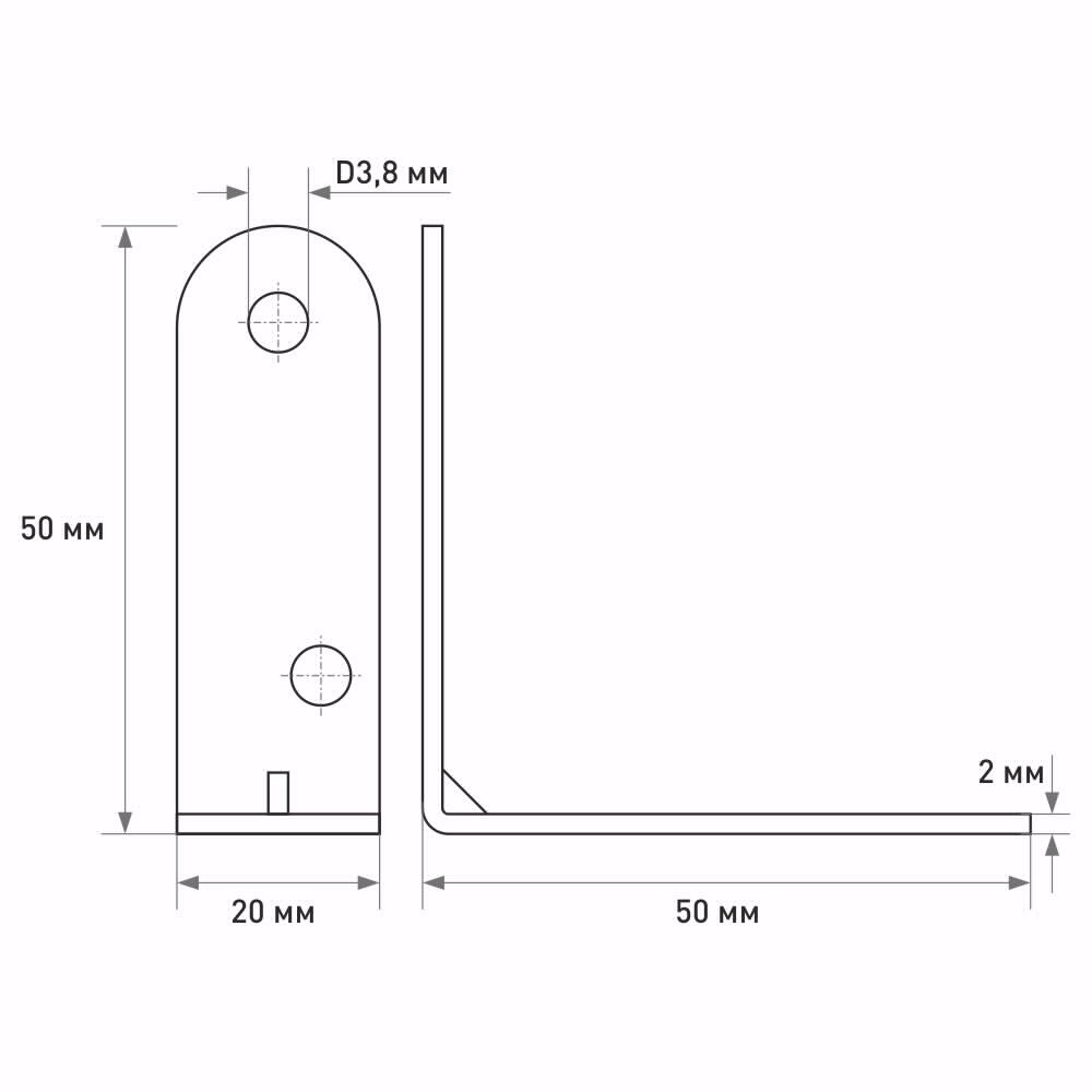 Уголок мебельный 50х50х20х2 мм коричневый ZITAR