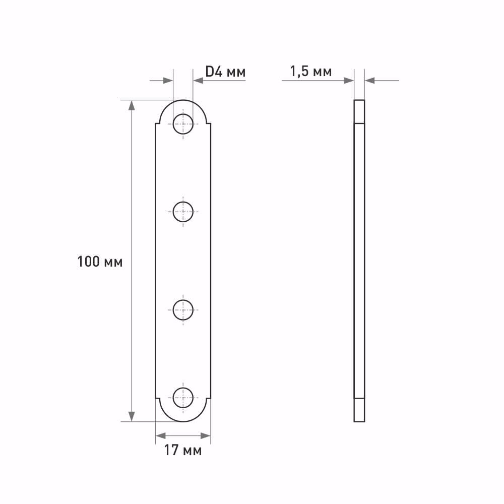 Монтажная пластина 100х17х1,5 мм Роскреп LWZ3