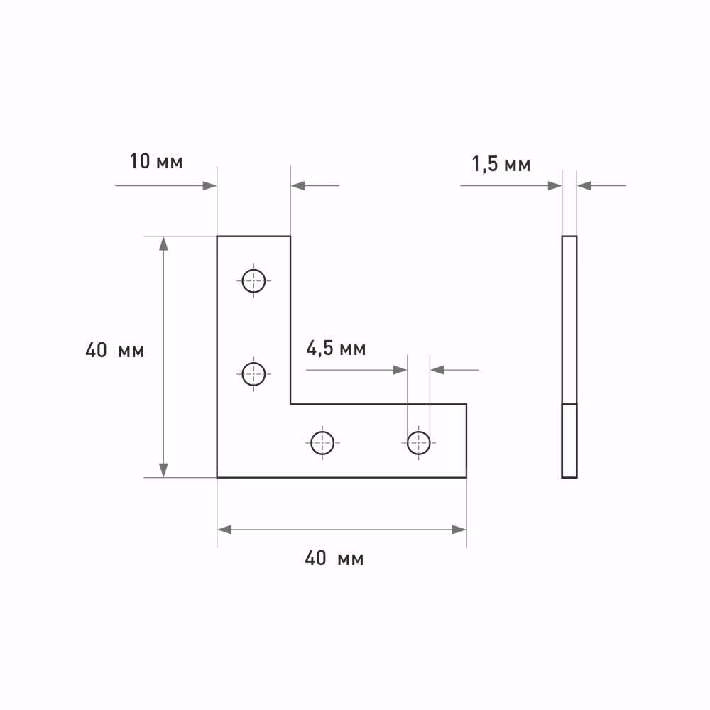 Уголок оконный 40х40х10х1,5 мм Роскреп NAZ2