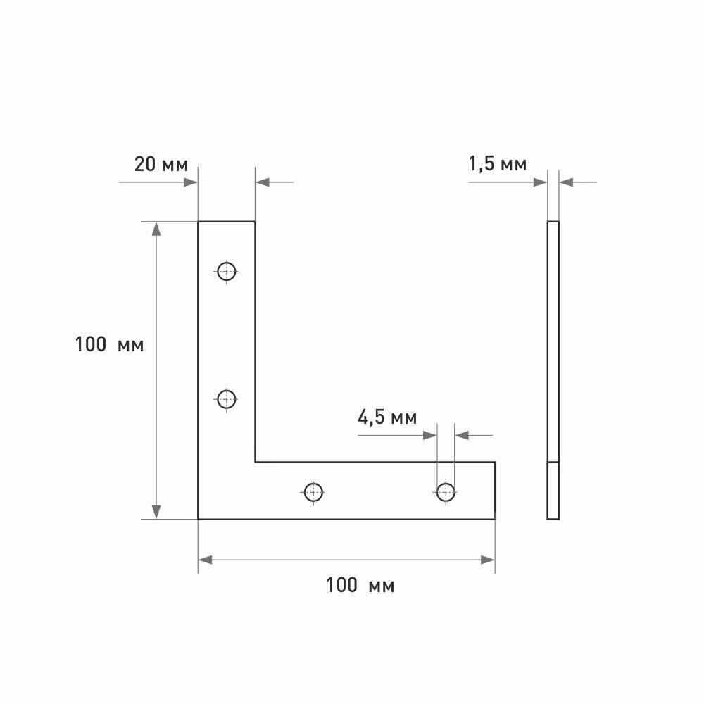 Уголок оконный 100х100х20х1,5 мм Роскреп NAZ7