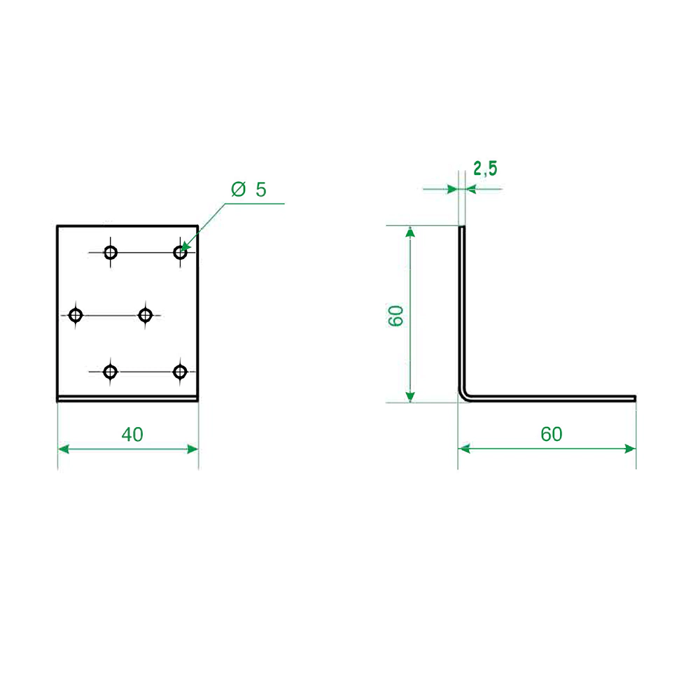 Уголок монтажный 60х60х40х2,5 мм Роскреп