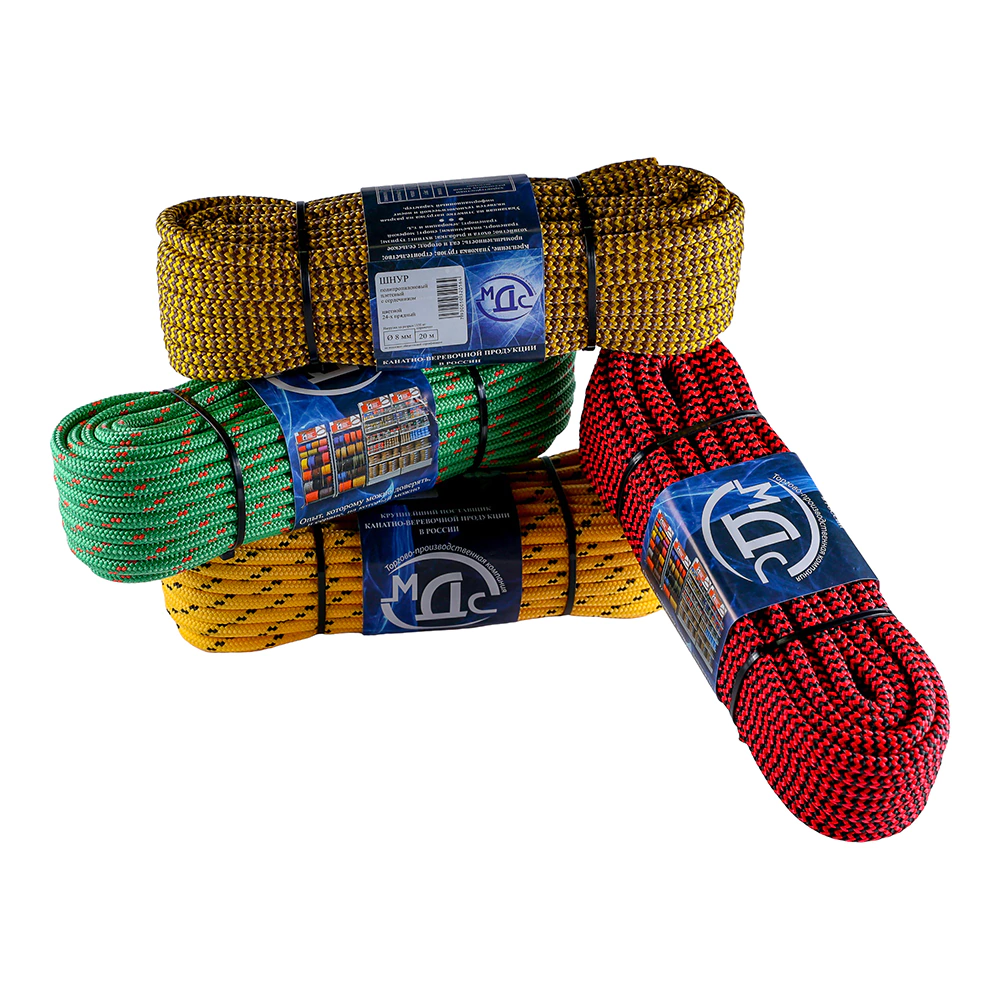 Шнур полипропиленовый плетеный МДС 8 мм 24-прядный 20 м с сердечником