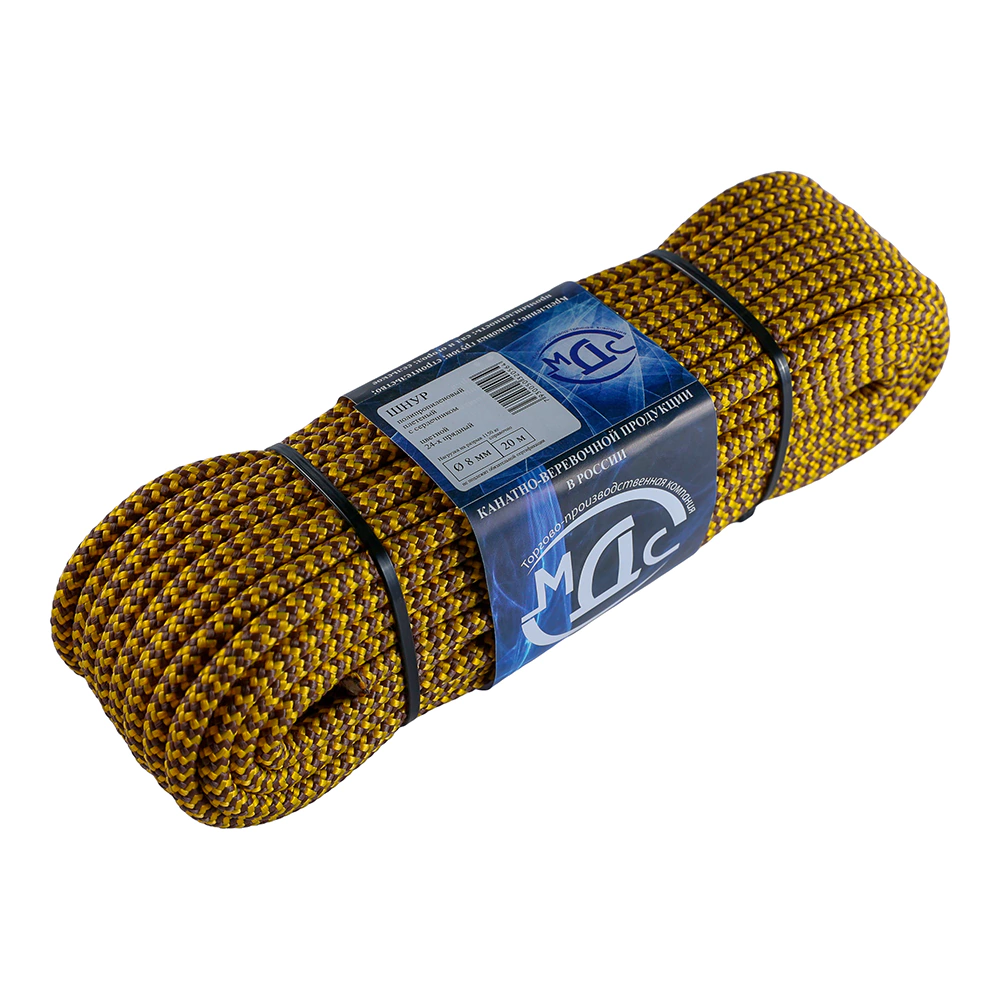 Шнур полипропиленовый плетеный МДС 8 мм 24-прядный 20 м с сердечником