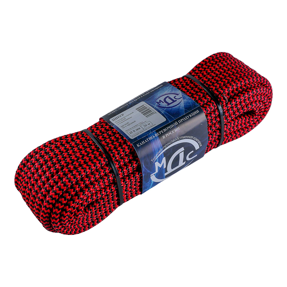 Шнур полипропиленовый плетеный МДС 8 мм 24-прядный 20 м с сердечником